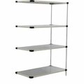 Nexel 4 Shelf, Stainless Steel Solid Shelving Unit, Add On, 48inW x 24inD x 86inH 235377